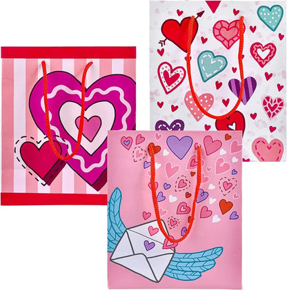 12Pcs Paper Gift Bags with Filing Paper for Valentines Day