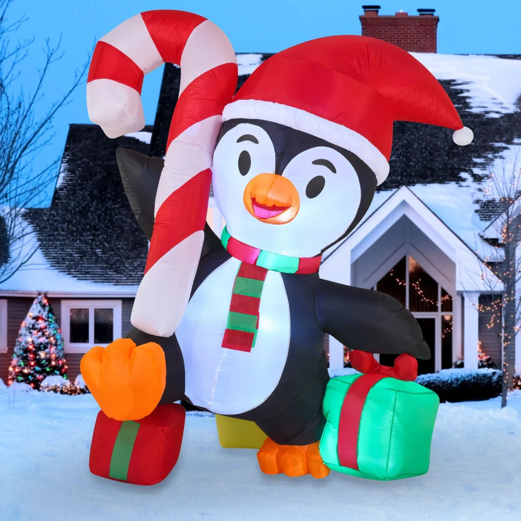 6ft Tall LED Funny Inflatable Christmas Penguin