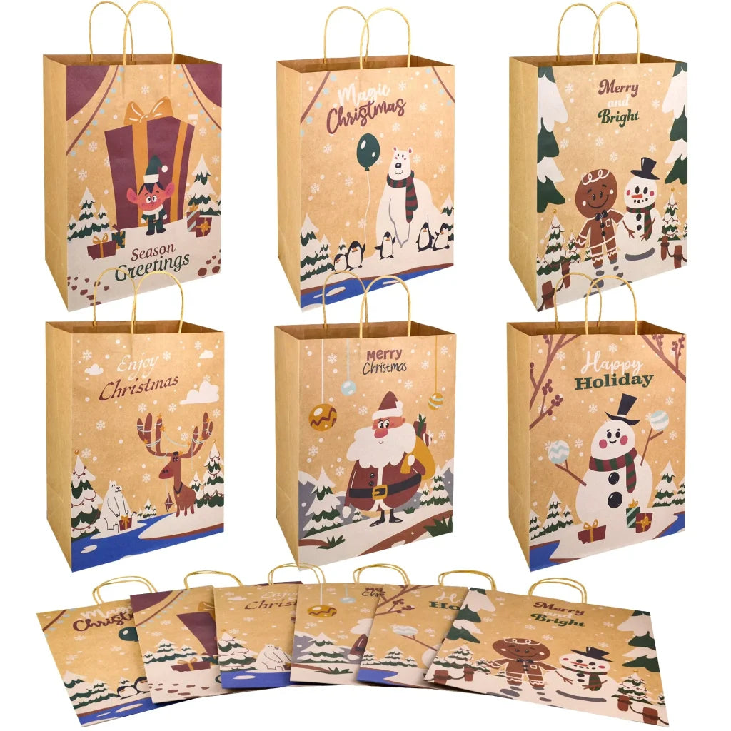 24pcs Kraft Paper Christmas Gift Bags