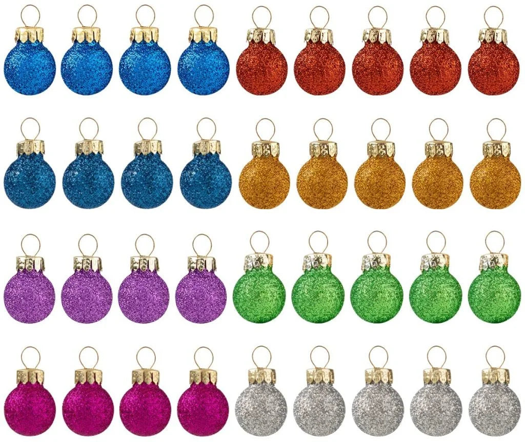 36pcs Mini Glitter Christmas Ball Ornaments