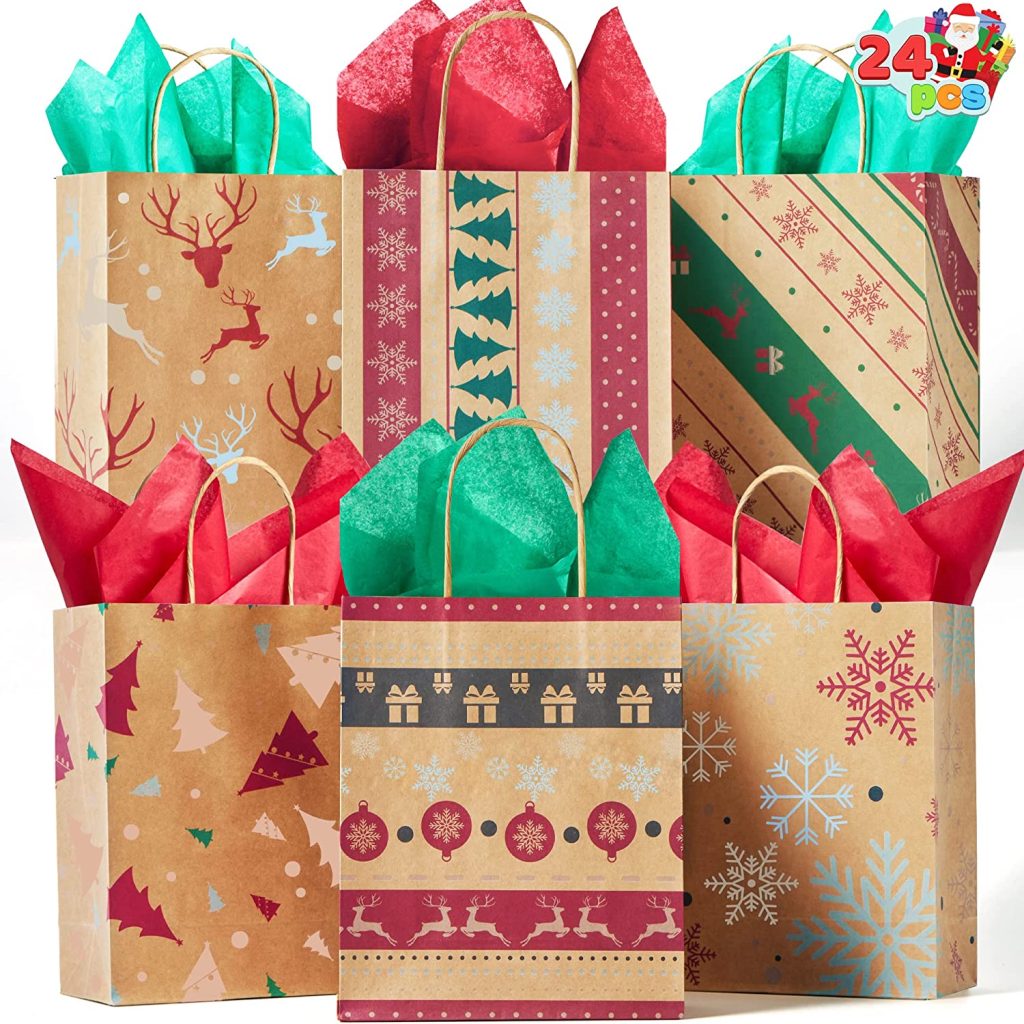 24pcs Christmas Holiday Kraft Gift Bags