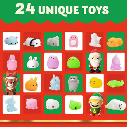 24Pcs Soft and Yielding Toys with Christmas 24 Days Countdown Advent Calendar