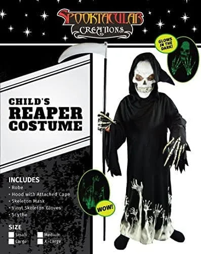 Kids Glow in the Dark Grim Reaper Halloween Costume