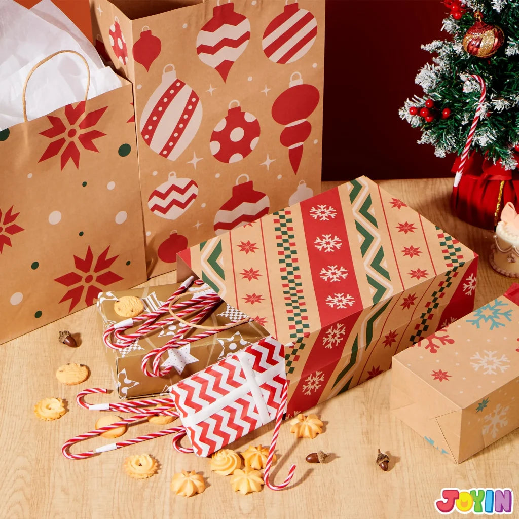 24 PCS Christmas Kraft Gift Bags