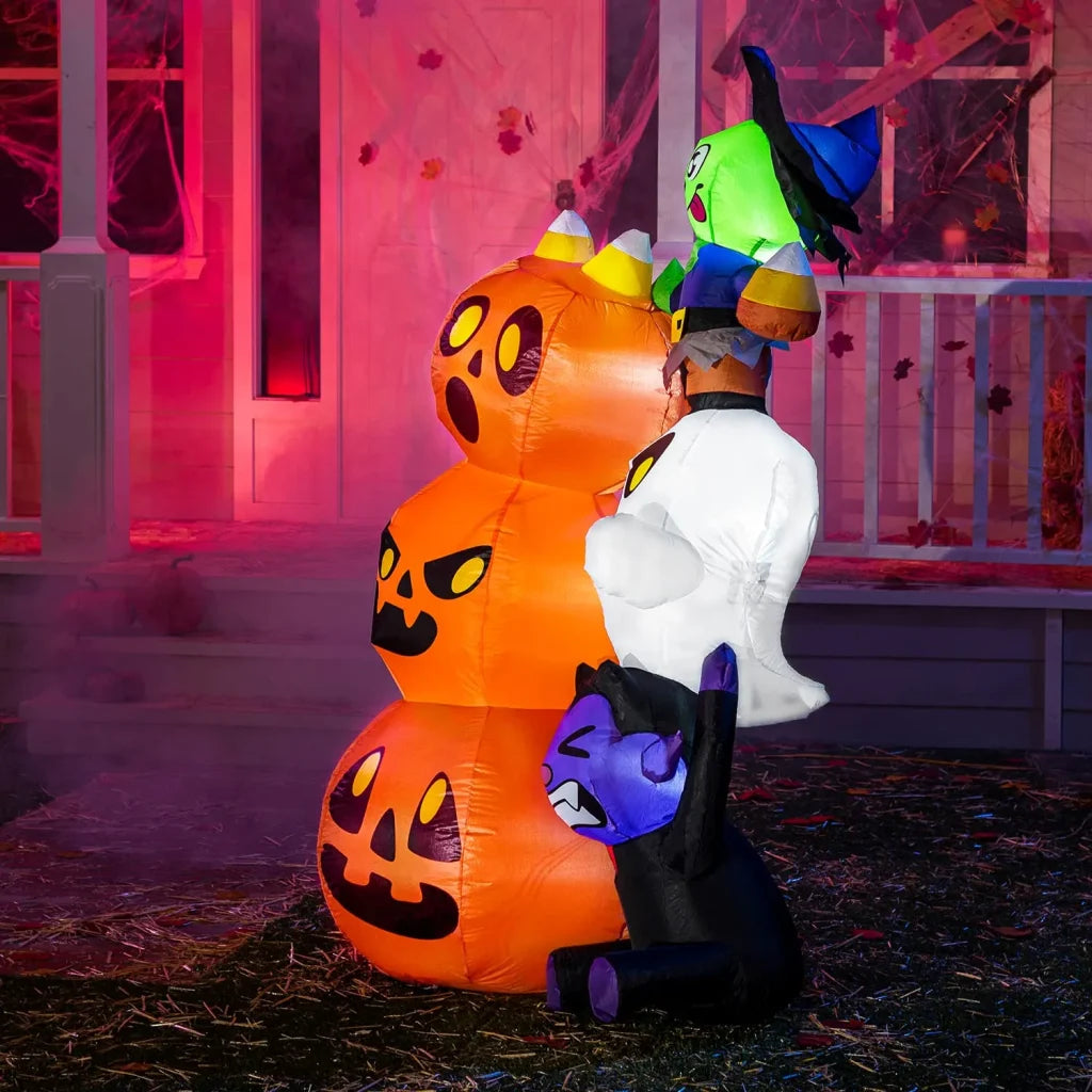 6ft LED Halloween Pumpkins with Stacked Characters