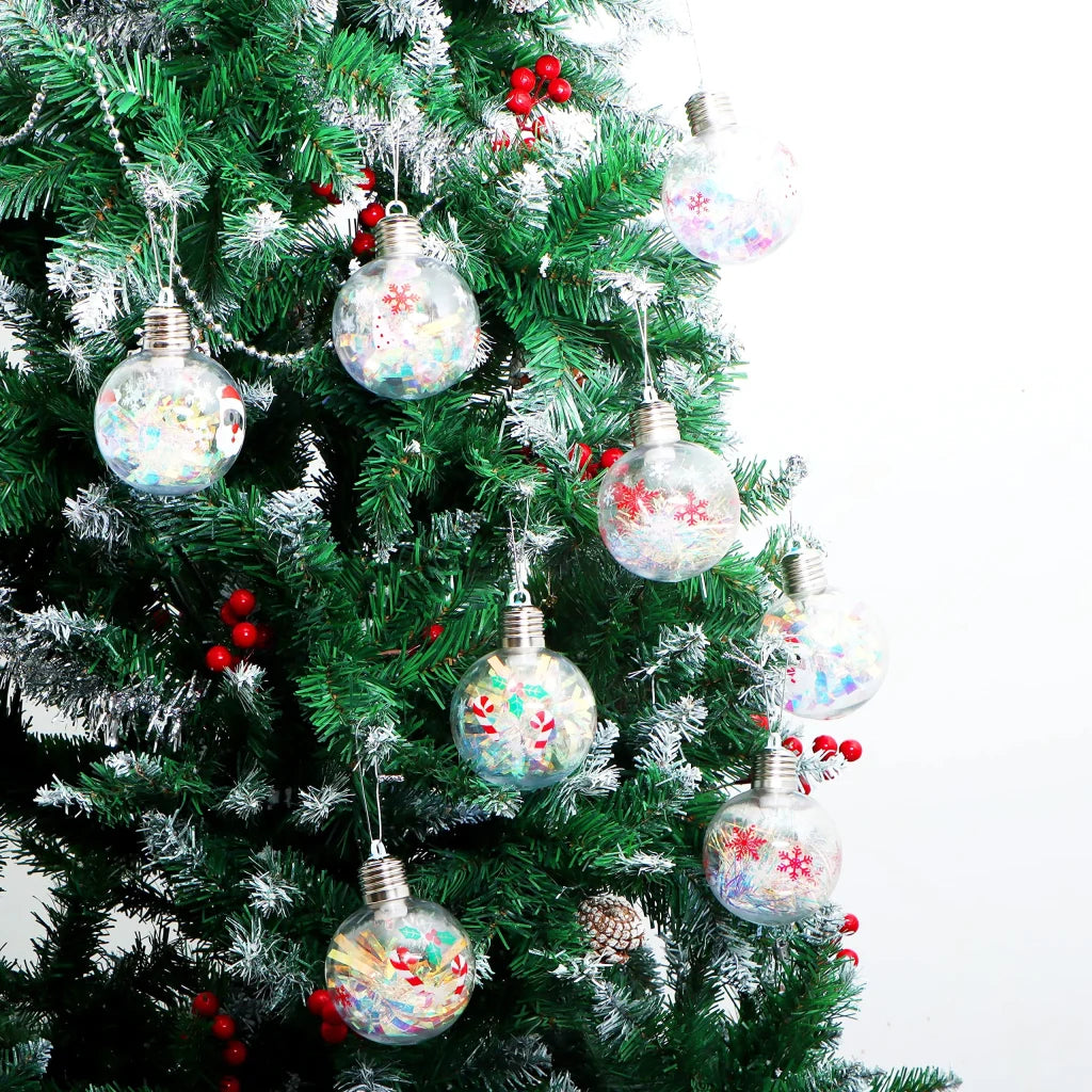 8pcs Plastic Light Up Christmas Ball Ornaments 3.15in