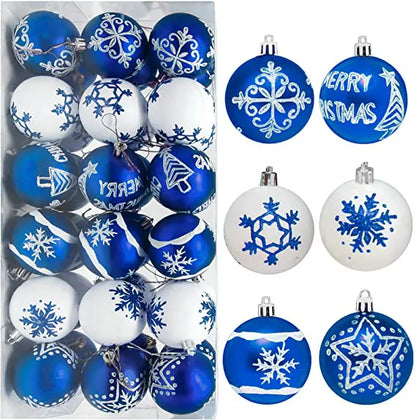 36Pcs Deluxe Christmas Ball Ornaments 2.36in Blue & White