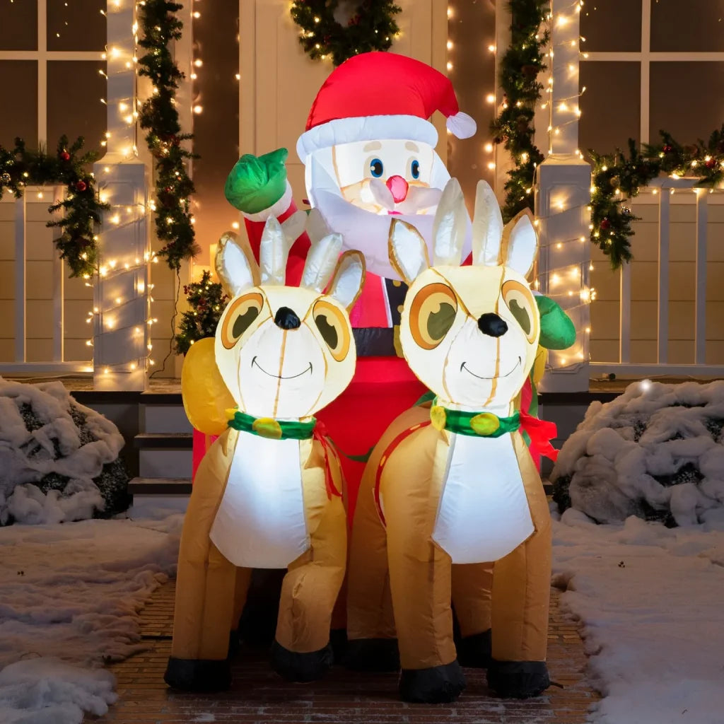 6ft Inflatable LED Santa on Sleigh Decoration