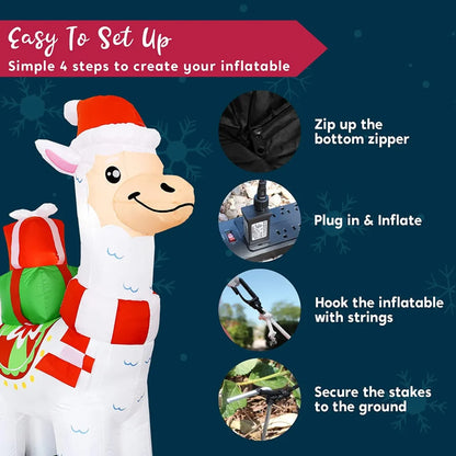 6ft Inflatable LED Christmas Llama with Gifts