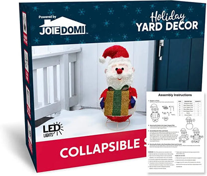 2ft Collapsible LED Light Up Yard Santa Plush