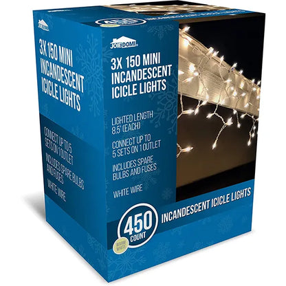 3×150 Warm White Icicle Lights