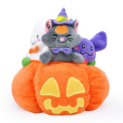 Pumpkin Baby Basket Plush Playset for Halloween