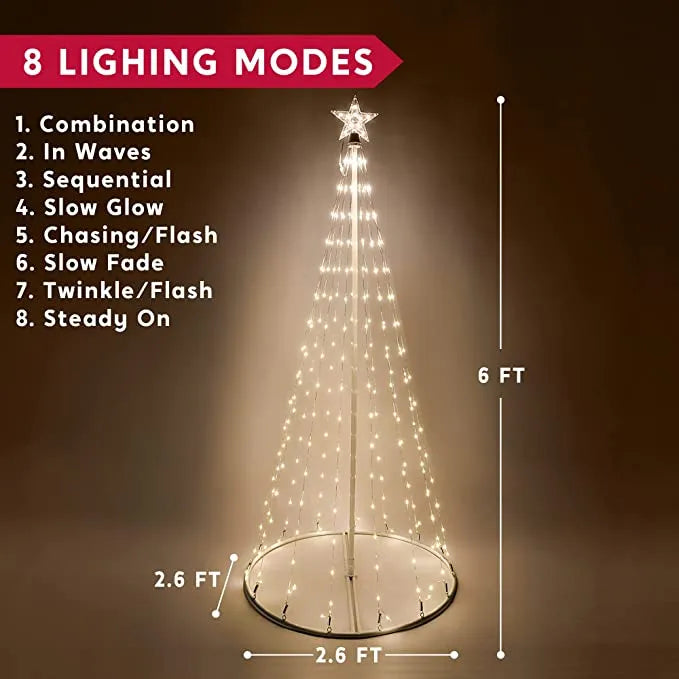 Animated LED Christmas Cone Tree Decoration 6ft