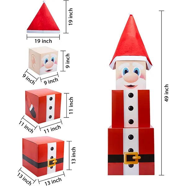 3pcs Santa Christmas Stacking Boxes with Lids