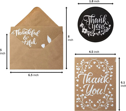 72Pcs Silver Foil Kraft Paper Thank You Card