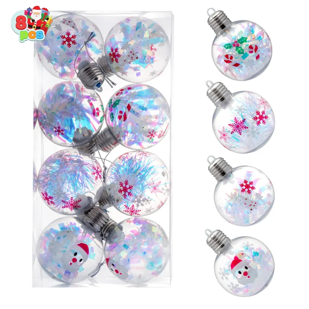 8pcs Plastic Light Up Christmas Ball Ornaments 3.15in