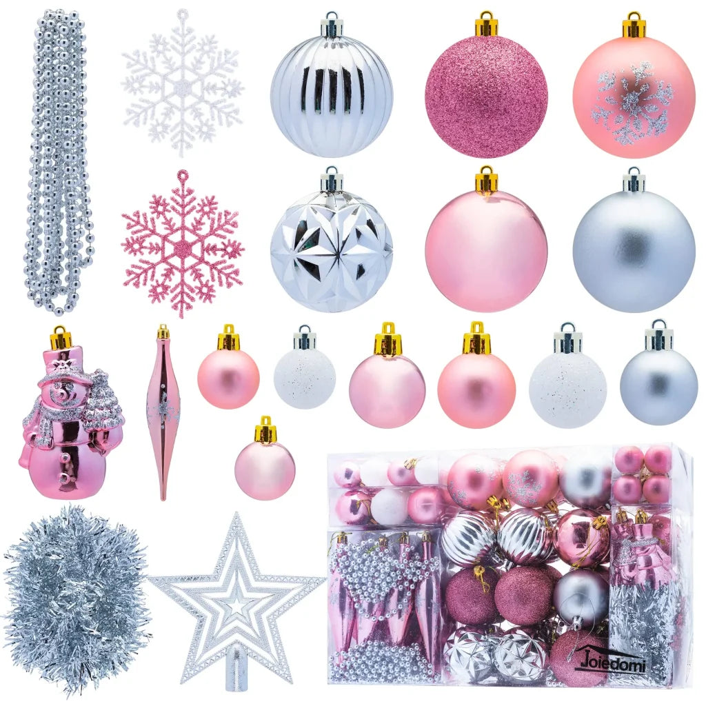 110pcs Rose Gold and White Christmas Ornament Balls