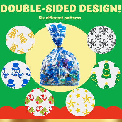 144pcs Christmas Cellophane Goodie Bags