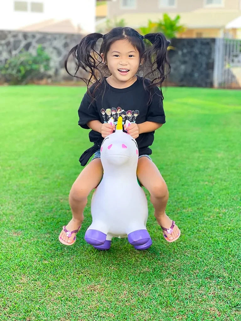 White Unicorn Bouncy Horse Hopper