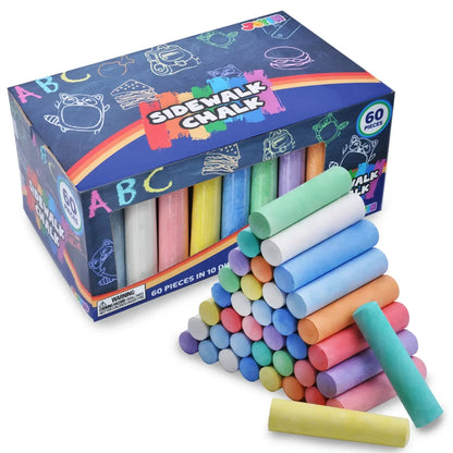 60pcs Sidewalk Chalk Set with 10 Colors