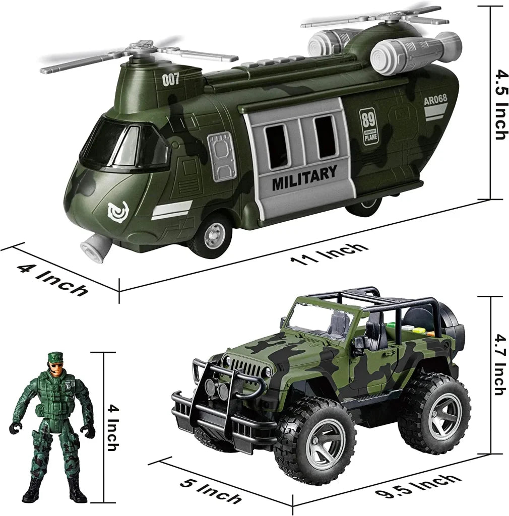 Military Vehicles Toys Set with Light and Sound Sirens