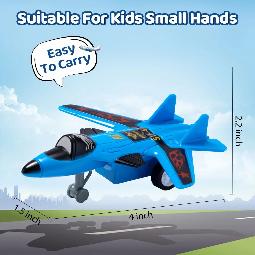 Bizzy-me 16pcs Pull Back Airplane Toy 4.5in