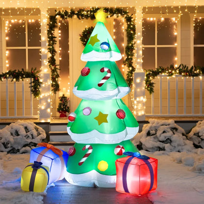 7ft Tall LED inflatable Christmas Tree with 3 Wrapped Gifts