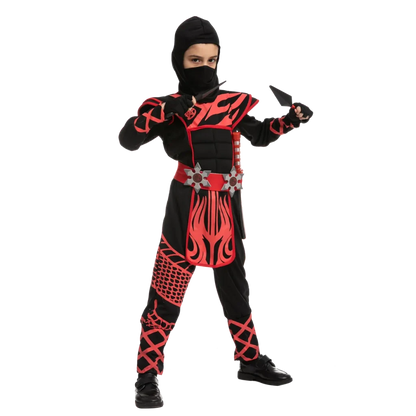 Boys Red and Black Ninja Halloween Costume