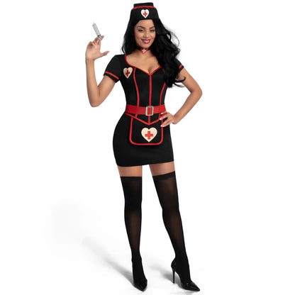 Women Black Cardiac Arrest Nurse Dress Costume