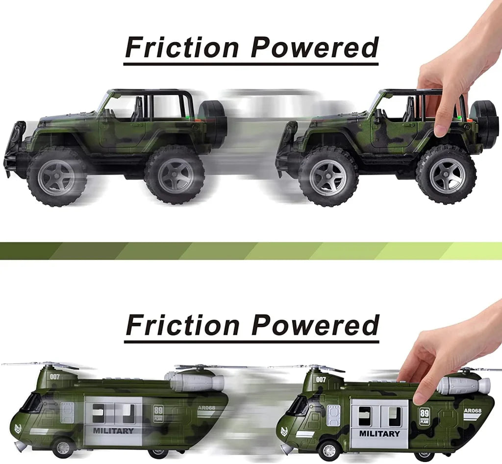 Military Vehicles Toys Set with Light and Sound Sirens