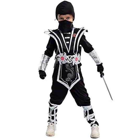 Kids Kung Fu Silver Ninja Halloween Costume