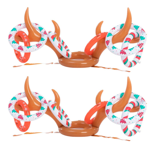 2pcs Inflatable Reindeer Antler Ring Toss Christmas Game