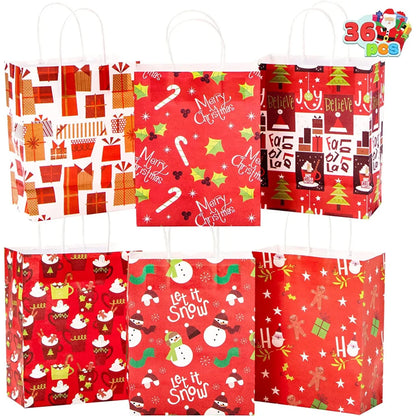 36pcs Kraft Paper Red Christmas Gift Bags