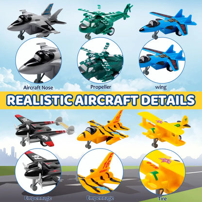 Bizzy-me 16pcs Pull Back Airplane Toy 4.5in