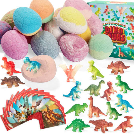 16pcs Kids Bath Bombs with Dinosaur Toys