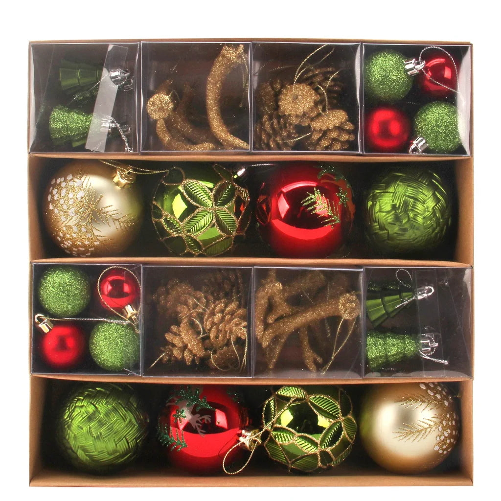 56pcs Assorted Christmas Ornaments Set