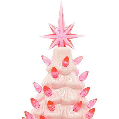 Pink Ceramic Tabletop Christmas Tree 12in