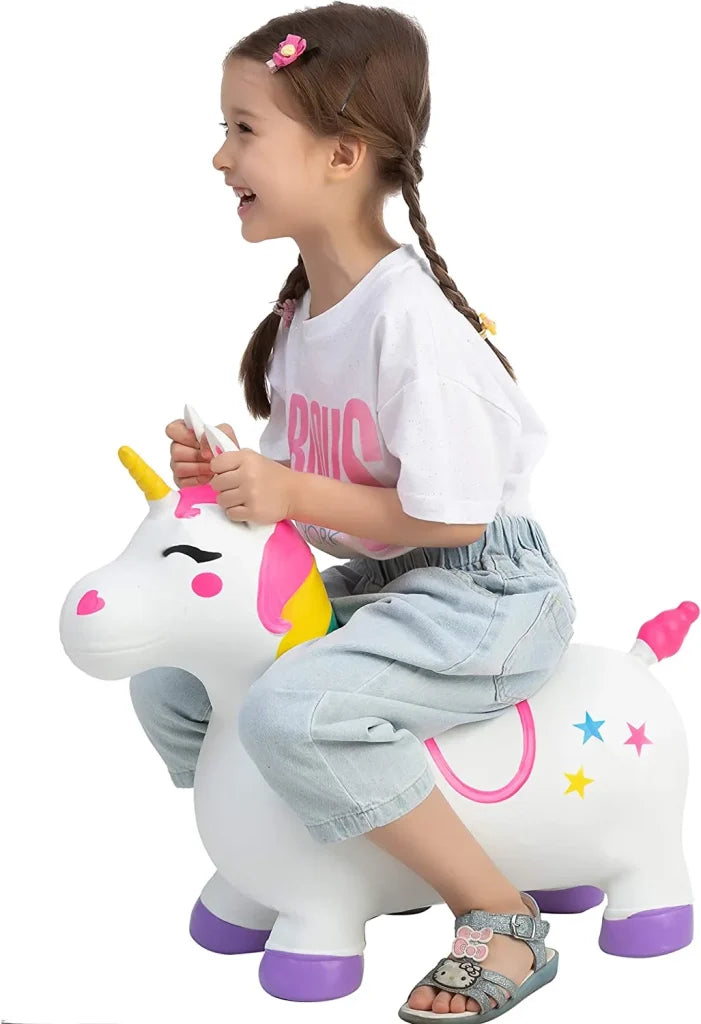 White Unicorn Bouncy Horse Hopper