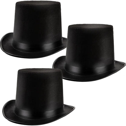 3Pcs Black Top Hat Halloween Accessories 5.9in