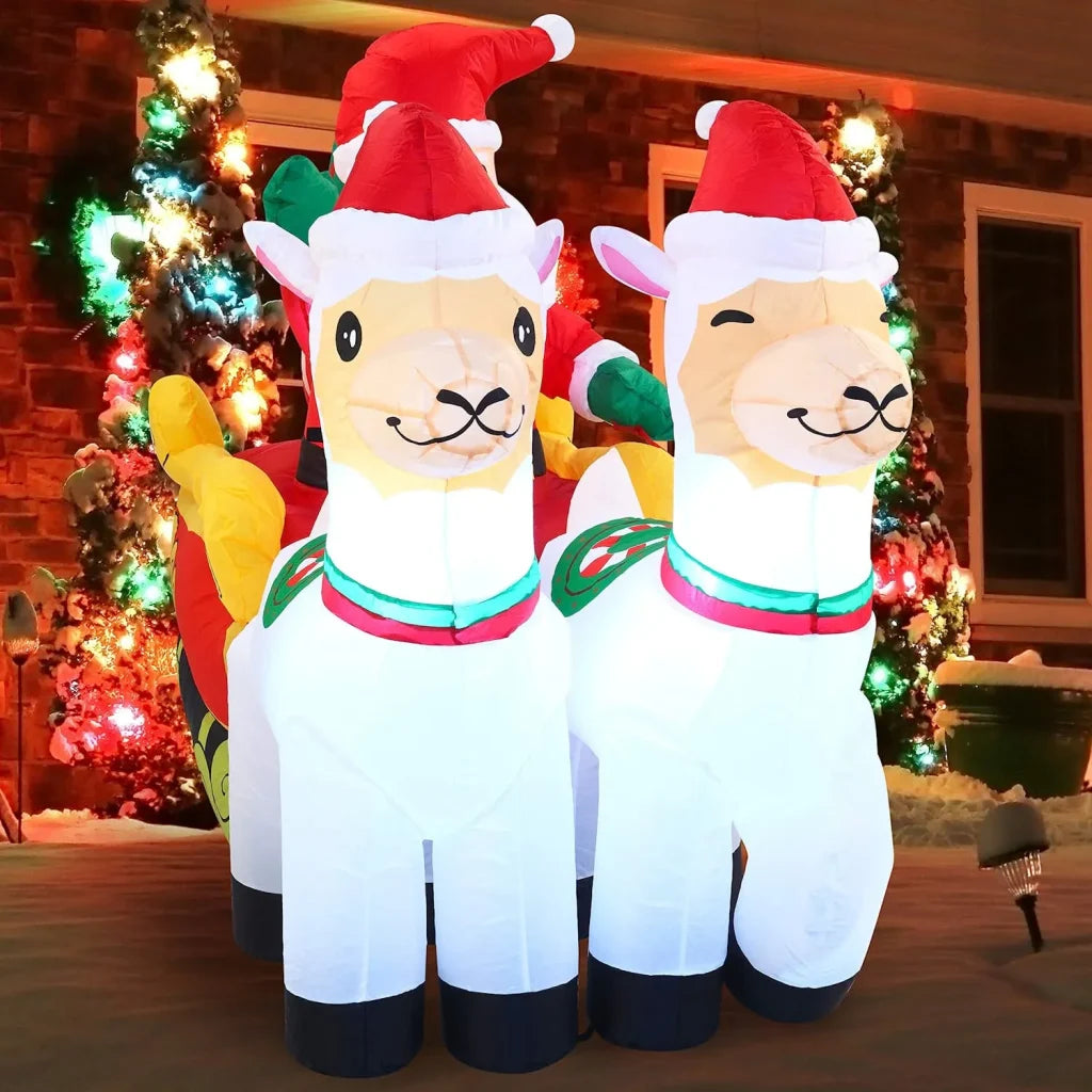 6ft LED Santa on Llama Sleigh Inflatable