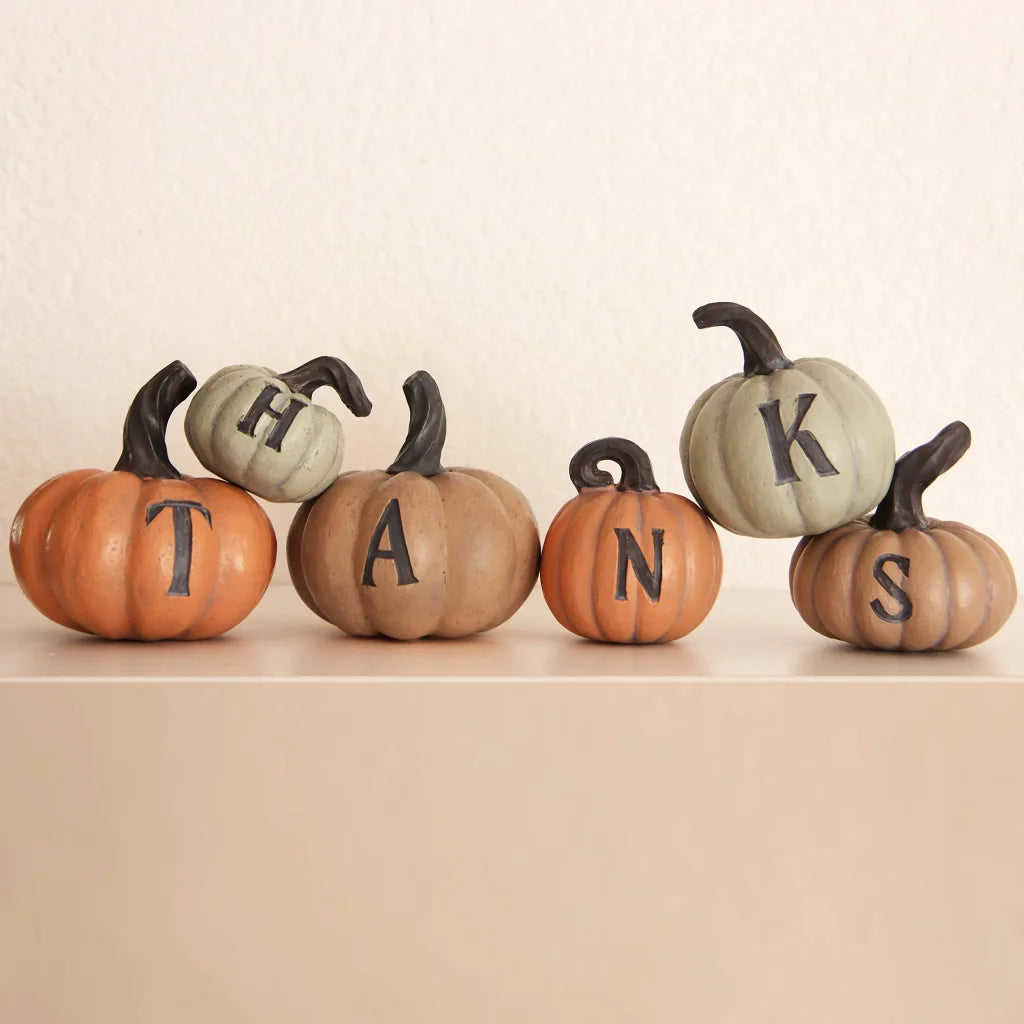 6Pcs Thanks Pumpkin Decoration Set