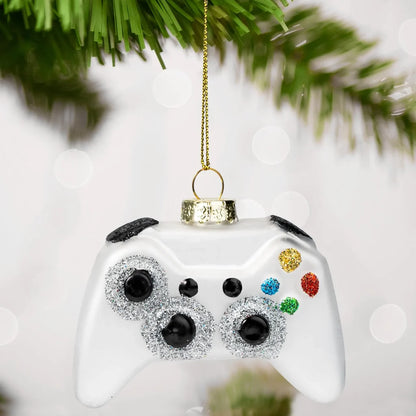 White Game Controller Glass Ornament