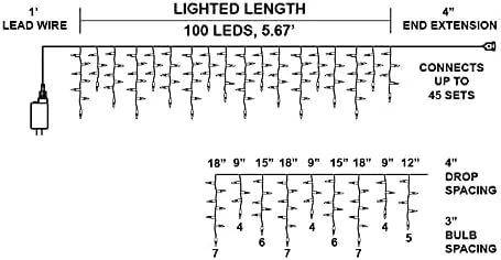 3×100 LED Multicolor Led Icicle Christmas Lights