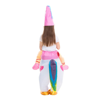 Kids Blow Up Unicorn Riding Costume