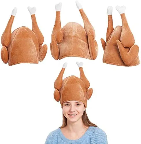 3Pcs Plush Roasted Turkey Hat