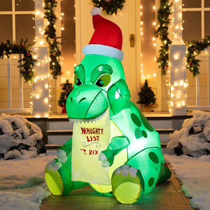 5ft Inflatable Sitting Dinosaur Christmas Decoration