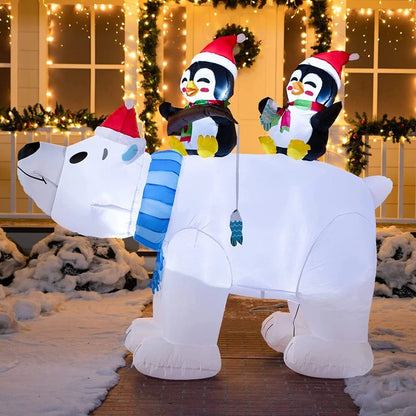 6.5ft Inflatable Winter Polar Bear and Penguin