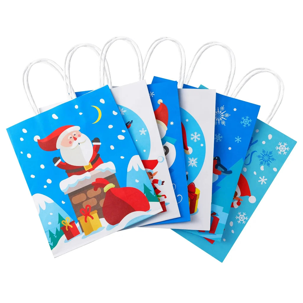 24pcs Paper Christmas Gift Bags With Handles