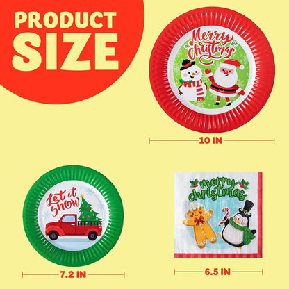 96pcs Disposable Christmas Paper Plates Tableware Set