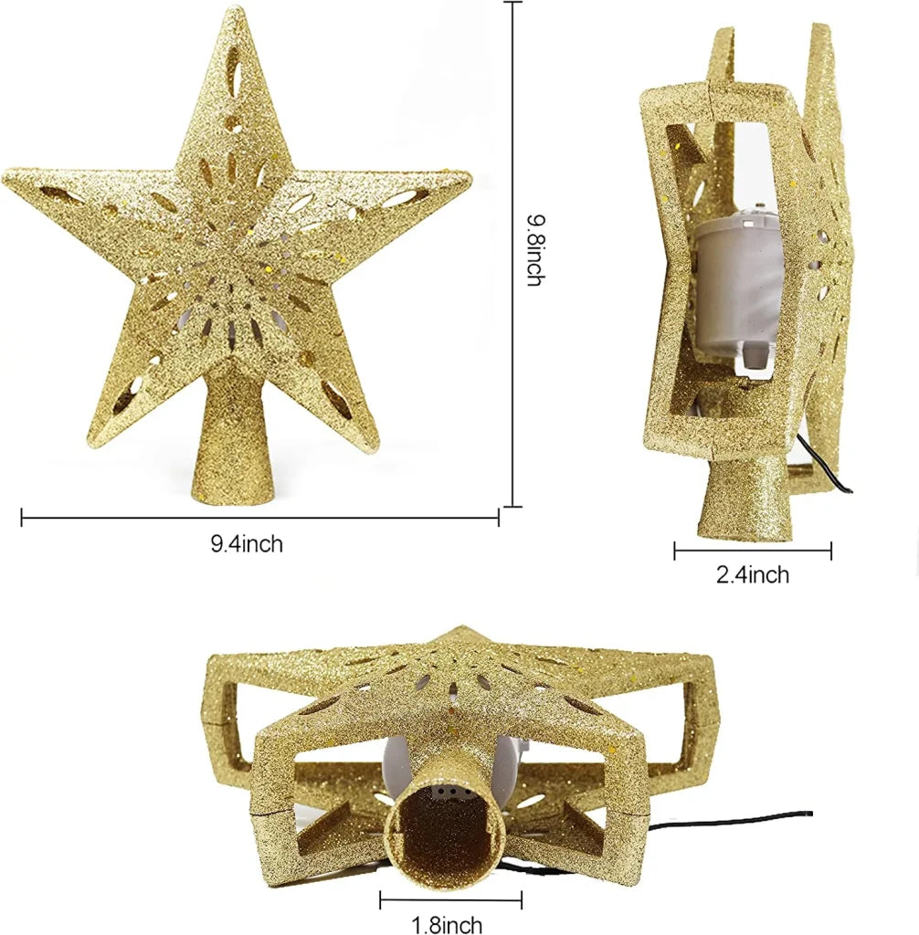 Gold LED Star Christmas Tree Topper